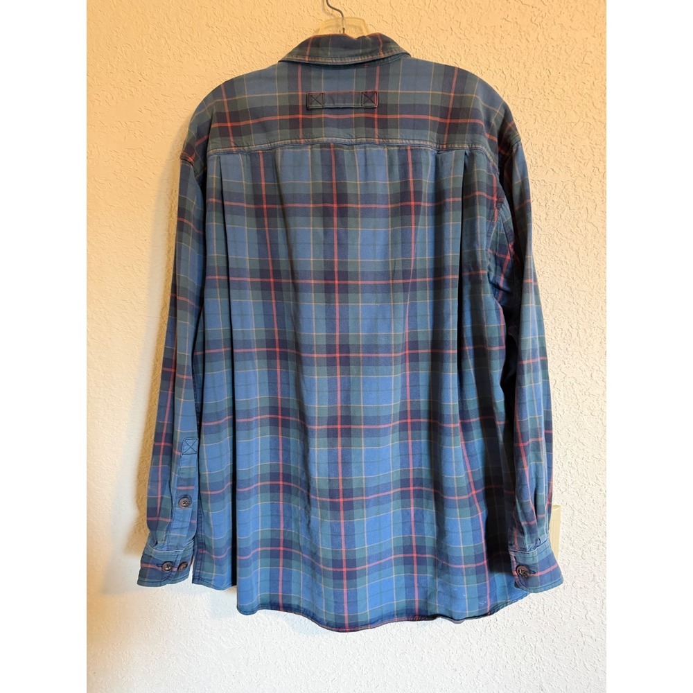 Duluth Trading Co Mens XL Blue Red Plaid Cotton Long Sleeve Button Down Shirt - Picture 2 of 8